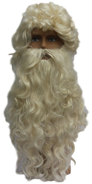 Partyline Sinterklaas baard met pruik en vastzittende snor - Basic Sinterklaas pruik - Brandveilig