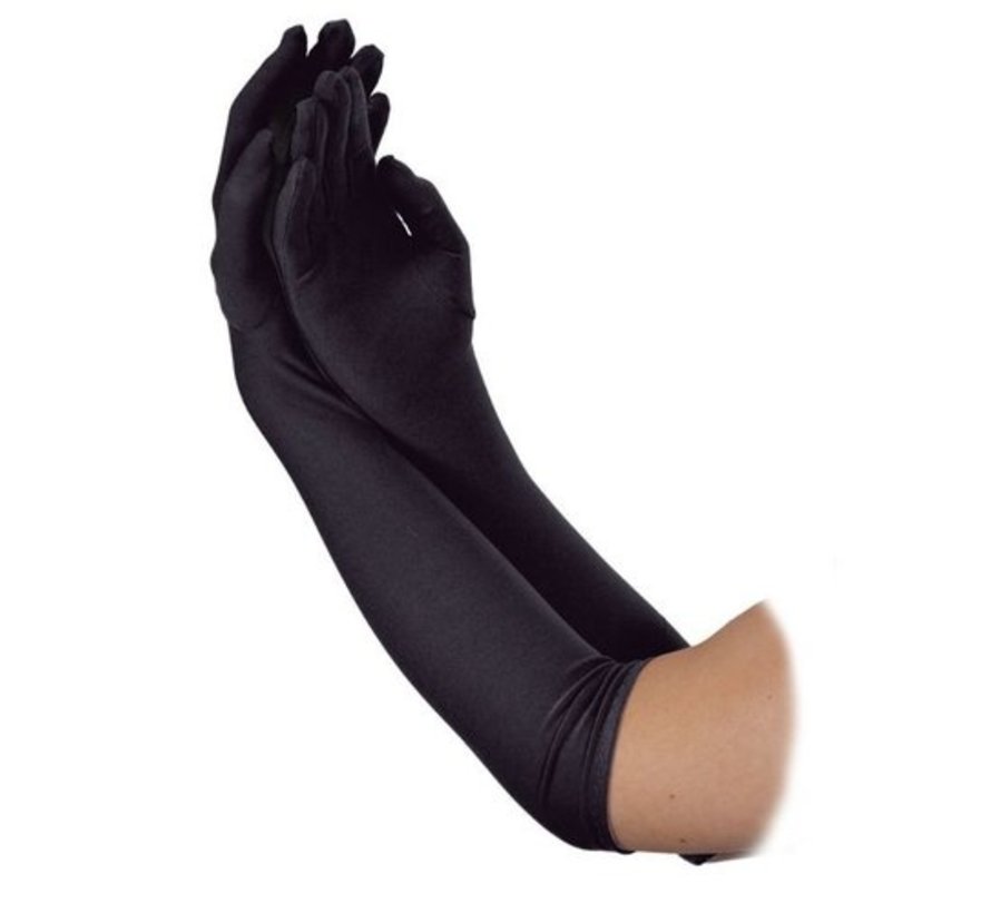 Black long gloves 43 cm for adults