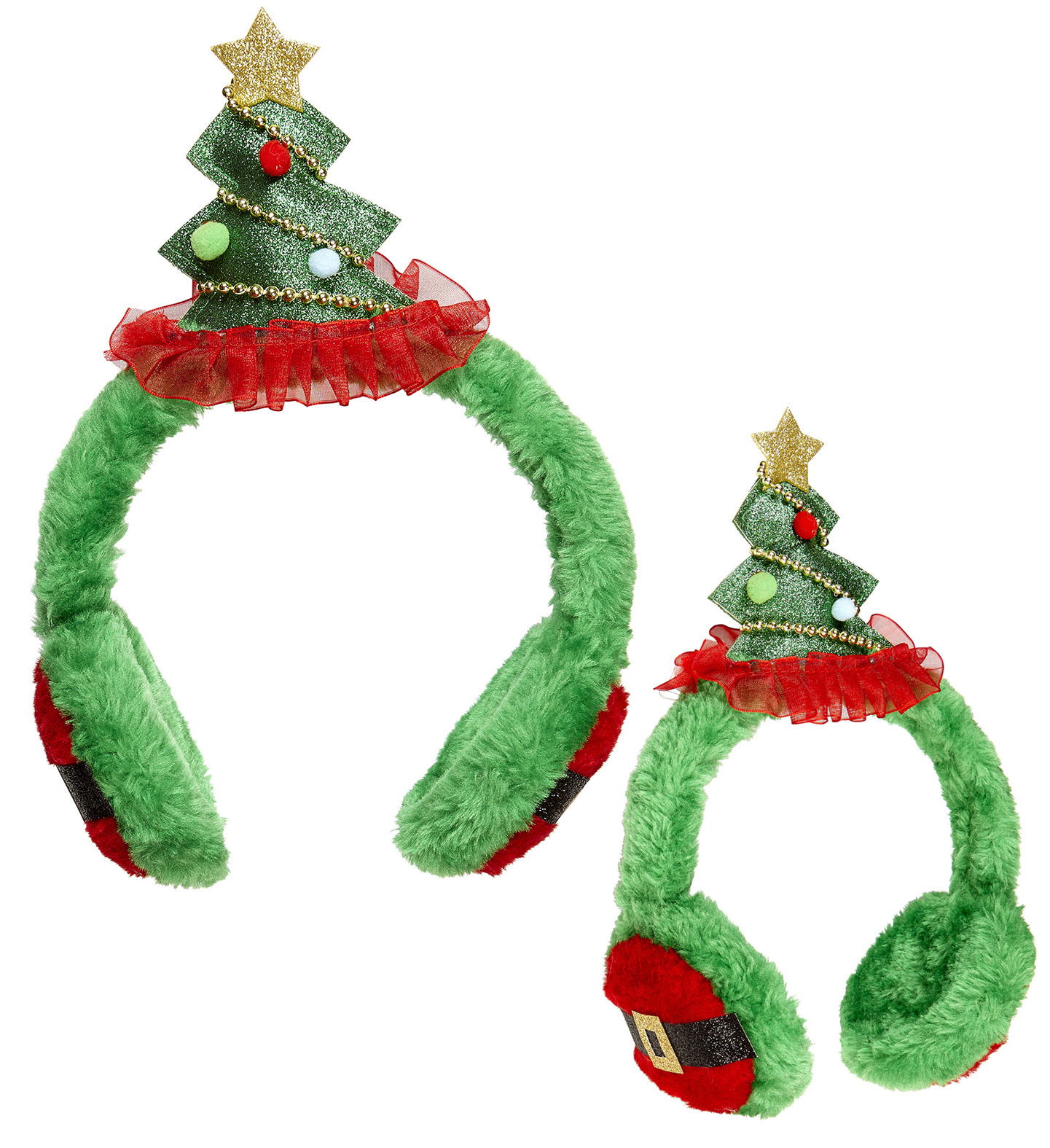 Widmann Kerst diadeem met oorwarmers - Foute Kerst diadeem met een kerstboom