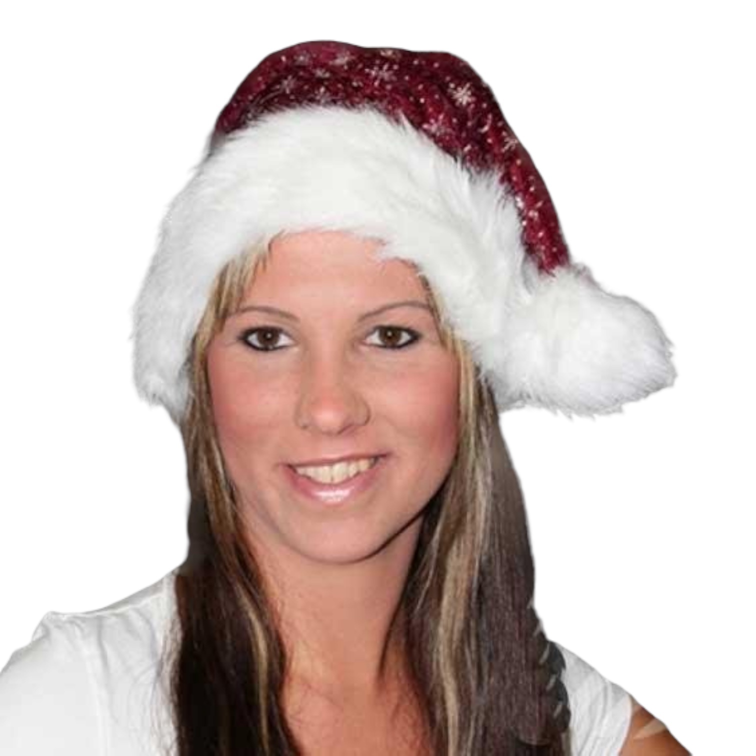 Santa Magix Santa Hat with brim and glitter - Pretty Santa Hat in bordeaux