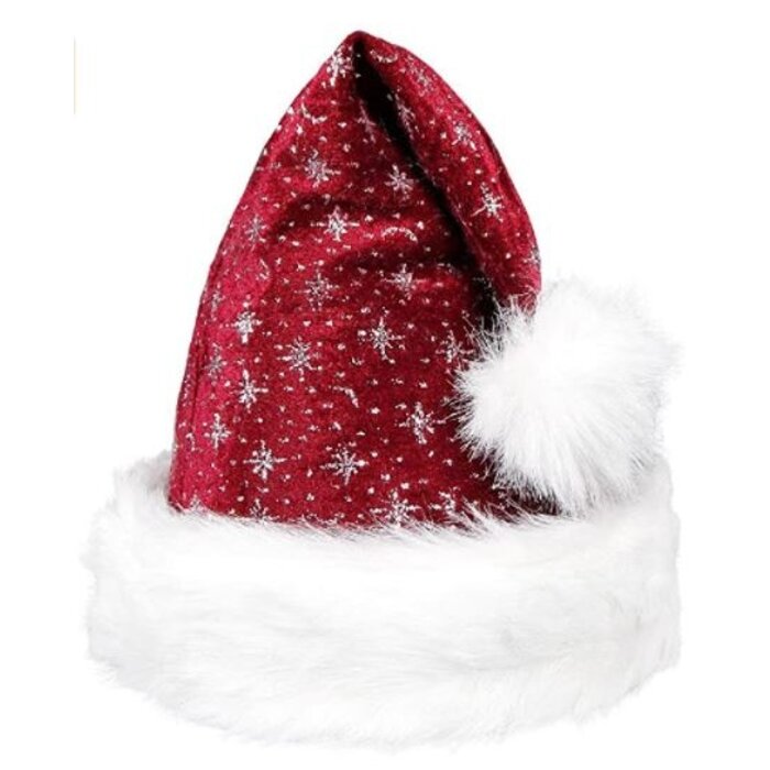 Santa Magix Santa Hat with brim and glitter - Pretty Santa Hat in bordeaux