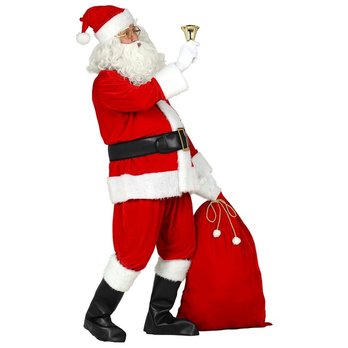 Widmann Santa costume set -  Jacket, trousers, belt, hat, beard, boot covers and sack.