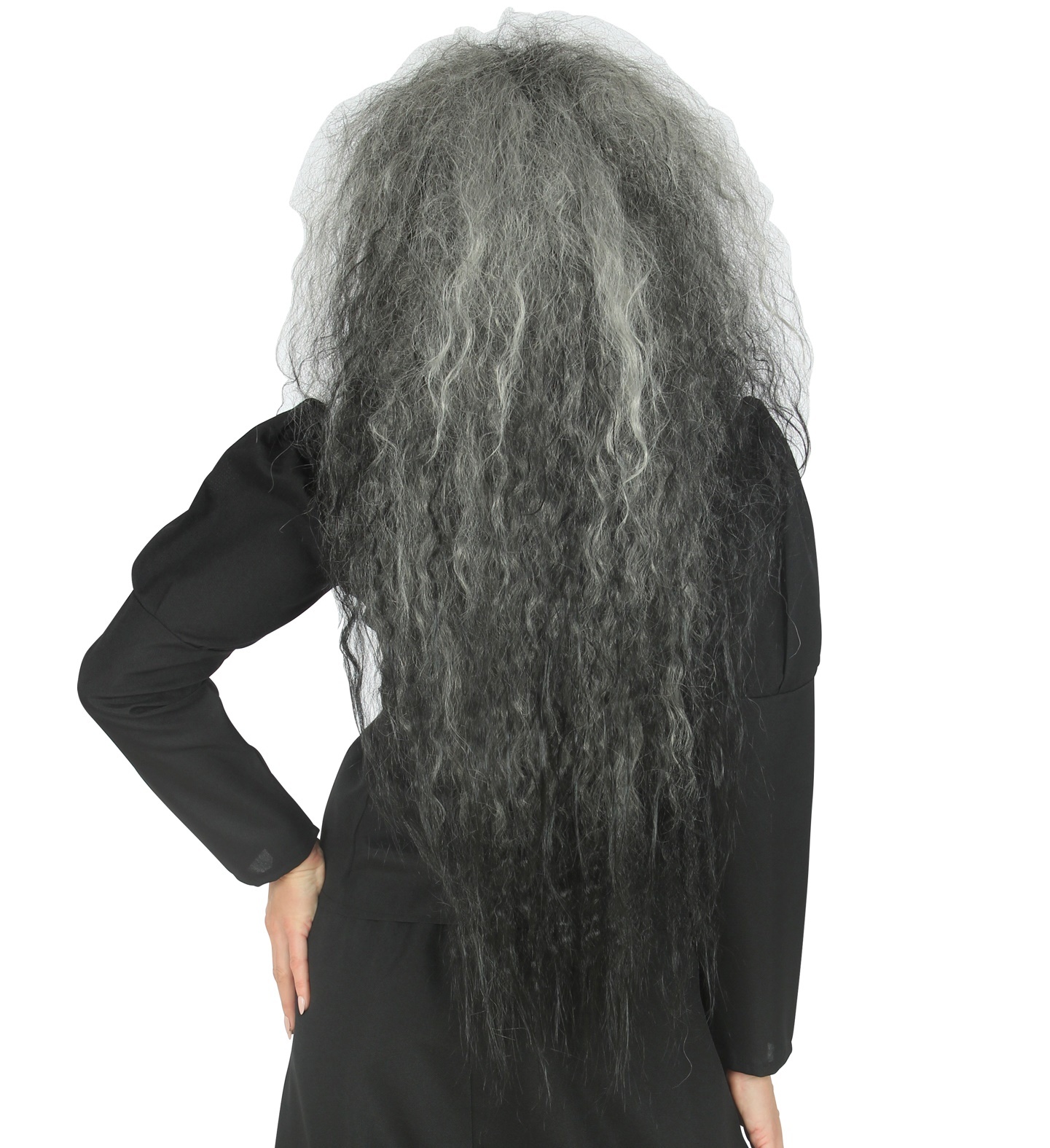 Widmann Pruik krullend grijs haar - Grote volume grijze pruik met krullen.