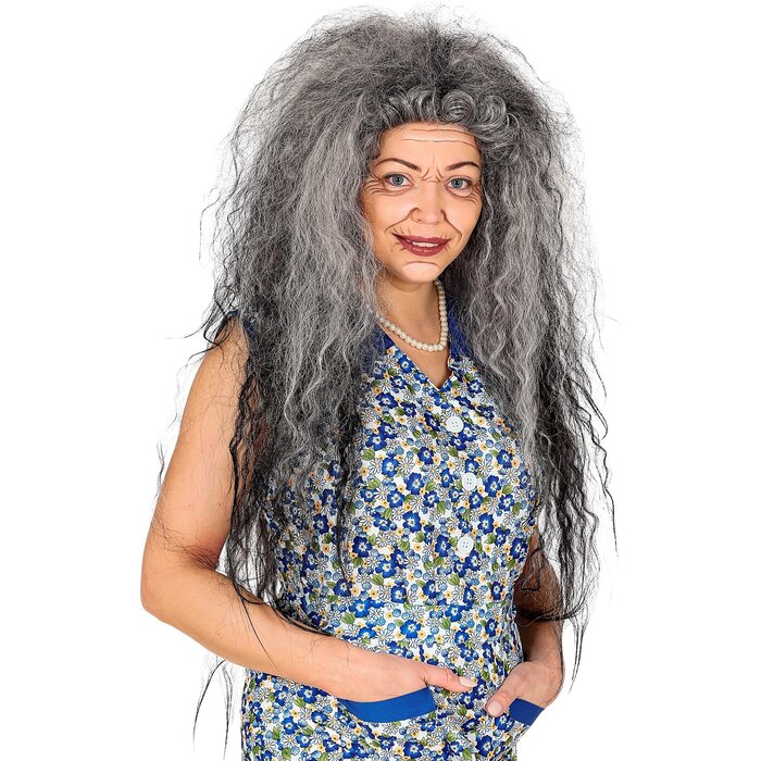 Widmann Perruque cheveux gris bouclés - Perruque grise à grand volume avec boucles.