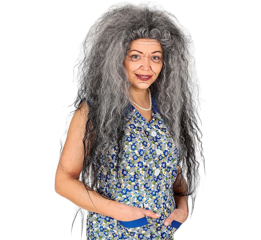 Wig curly grey hair - Large volume grey wig with curls.