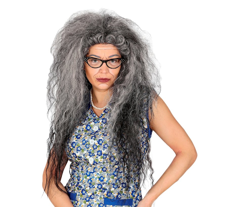 Wig curly grey hair - Large volume grey wig with curls.