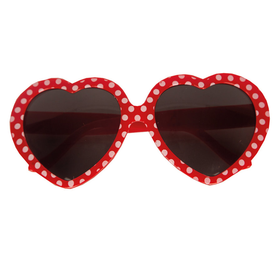 Lunettes à cœur avec points blancs -  Idéal pour le thème de la Saint-Valentin