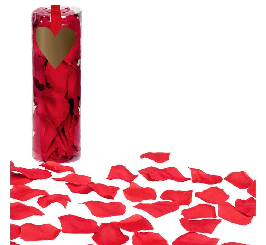 Rose petals 288 pieces in tube - Red rose petals - 100% polyester leaves