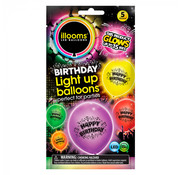 Illooms LED Balloons Ballons lumineux - 5 pièces - Happy Birthday