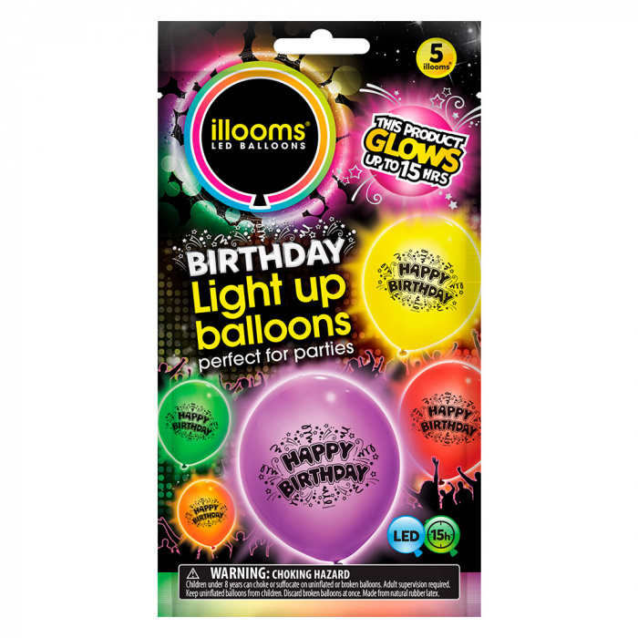 Illooms LED Balloons Luminous balloons - 5 pieces - Happy Birthday - Illooms balloons