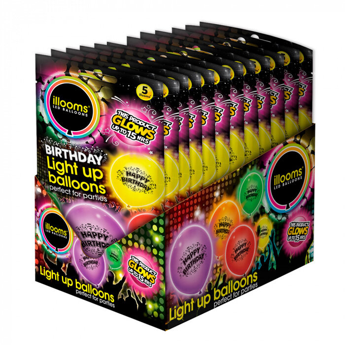 Illooms LED Balloons Ballons lumineux - 5 pièces - Happy Birthday - Ballons Illooms