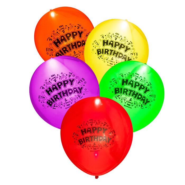 Illooms LED Balloons Ballons lumineux - 5 pièces - Happy Birthday - Ballons Illooms