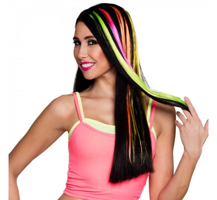 Haar extensions neon set - Hair extensions in 4 kleuren ( Oranje - Roos - Geel - Groen )