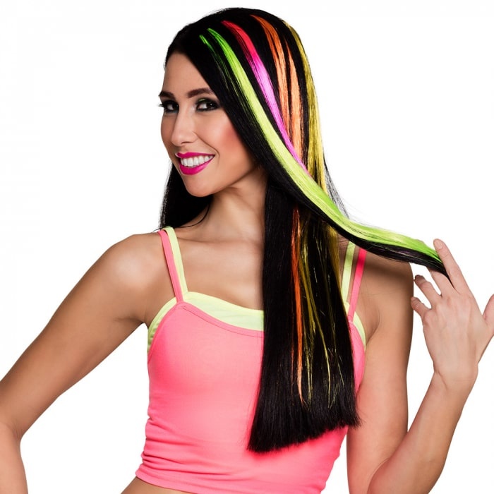 Boland Hair extensions neon set - Hair extensions in 4 colours ( Orange - Rose - Yellow - Green )