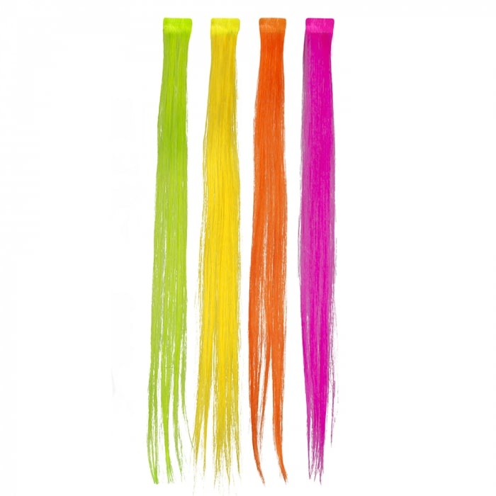 Boland Hair extensions neon set - Hair extensions in 4 colours ( Orange - Rose - Yellow - Green )