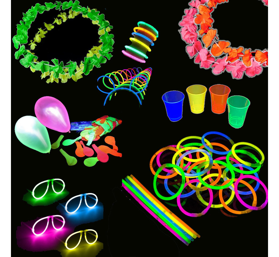 237 stuks Glow pakket " Party @ Home " | Mixed glow gadgets   | Neon Ballonnen