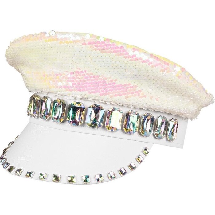 Boland Casquette blanche - Sandy Candy avec paillettes et diamants - Casquette femme