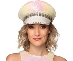 Boland White cap - Sandy Candy with sequins