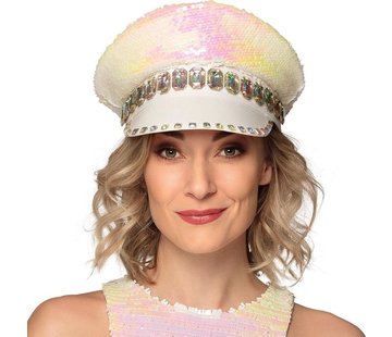 Boland White cap - Sandy Candy with sequins