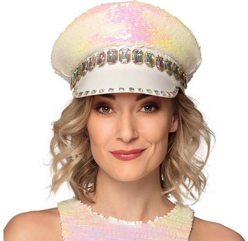 Boland White cap - Sandy Candy with sequins