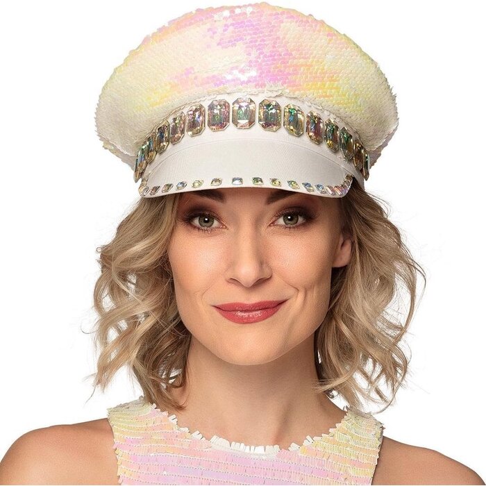 Boland Casquette blanche - Sandy Candy avec paillettes et diamants - Casquette femme