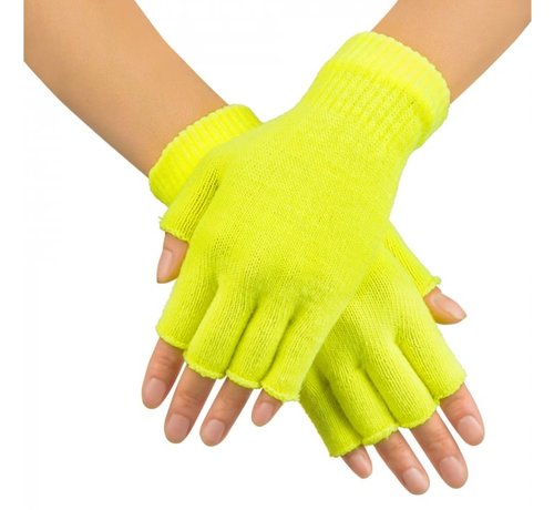 Boland Neon gele handschoenen - Fluo gele handschoenen zonder vinger toppen