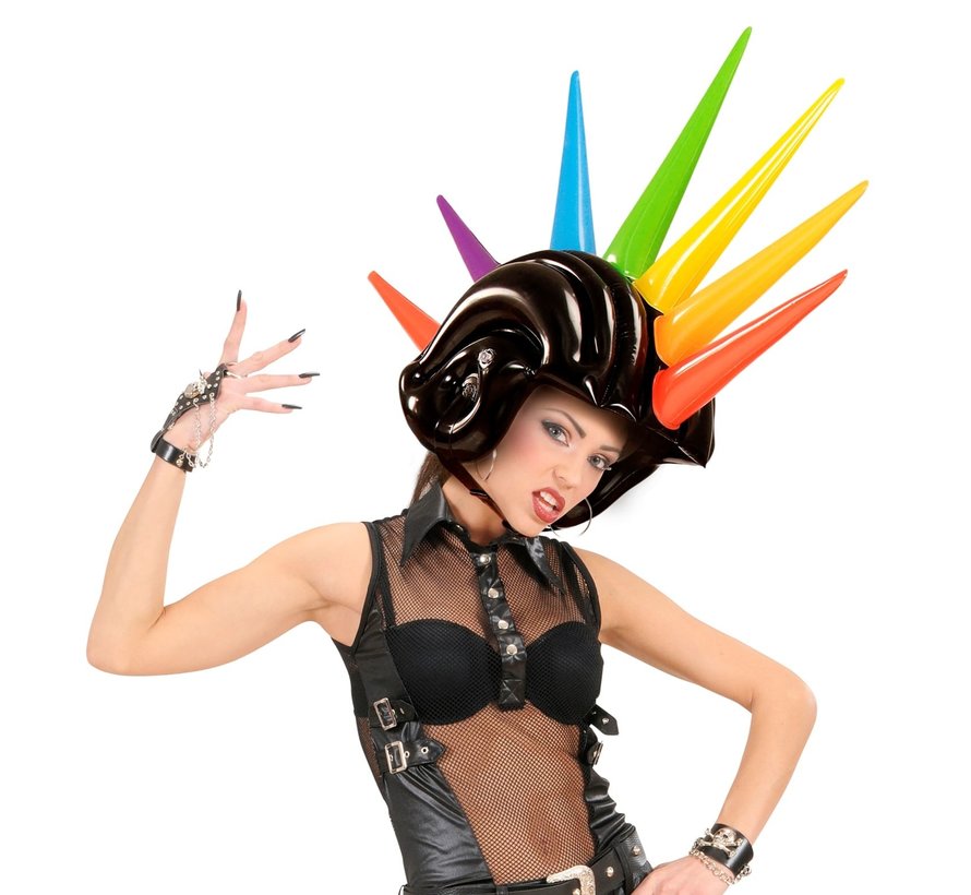 Inflatable helmet with rainbow spikes - Inflatable helmet of 90 cm