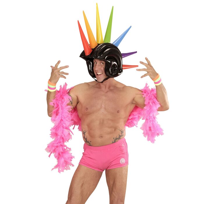 Widmann Inflatable helmet with rainbow spikes - Inflatable helmet of 90 cm
