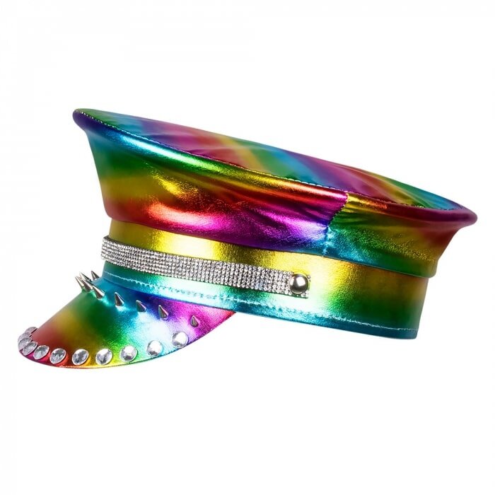 Boland Casquette Rock arc-en-ciel - Casquette décorée de pointes et de faux diamants
