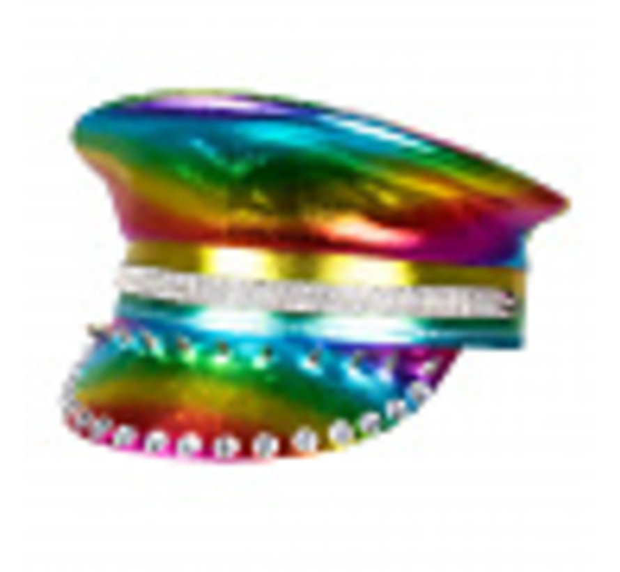 Rainbow Rock Cap - Cap decorated with spikes and fake diamonds