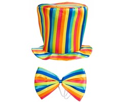 Wicked Costumes Regenboog hoge hoed en strik