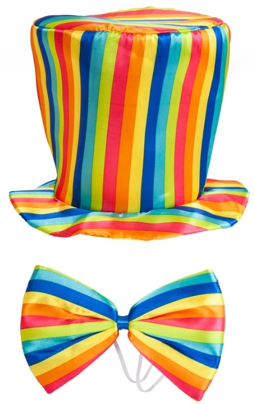Wicked Costumes Rainbow top hat and bow - Top hat and bow in soft smooth fabric
