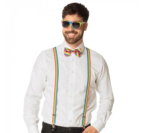 Wicked Costumes  Rainbow costume set- 3 parts glasses, bow tie and braces.