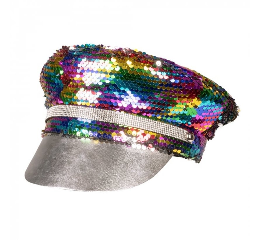 Casquette arc-en-ciel - Casquette décorée de magnifiques paillettes double face