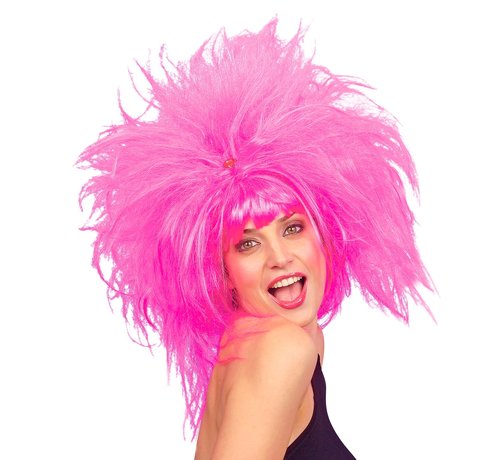 Widmann Wild pink wig - Pink wig style 80's