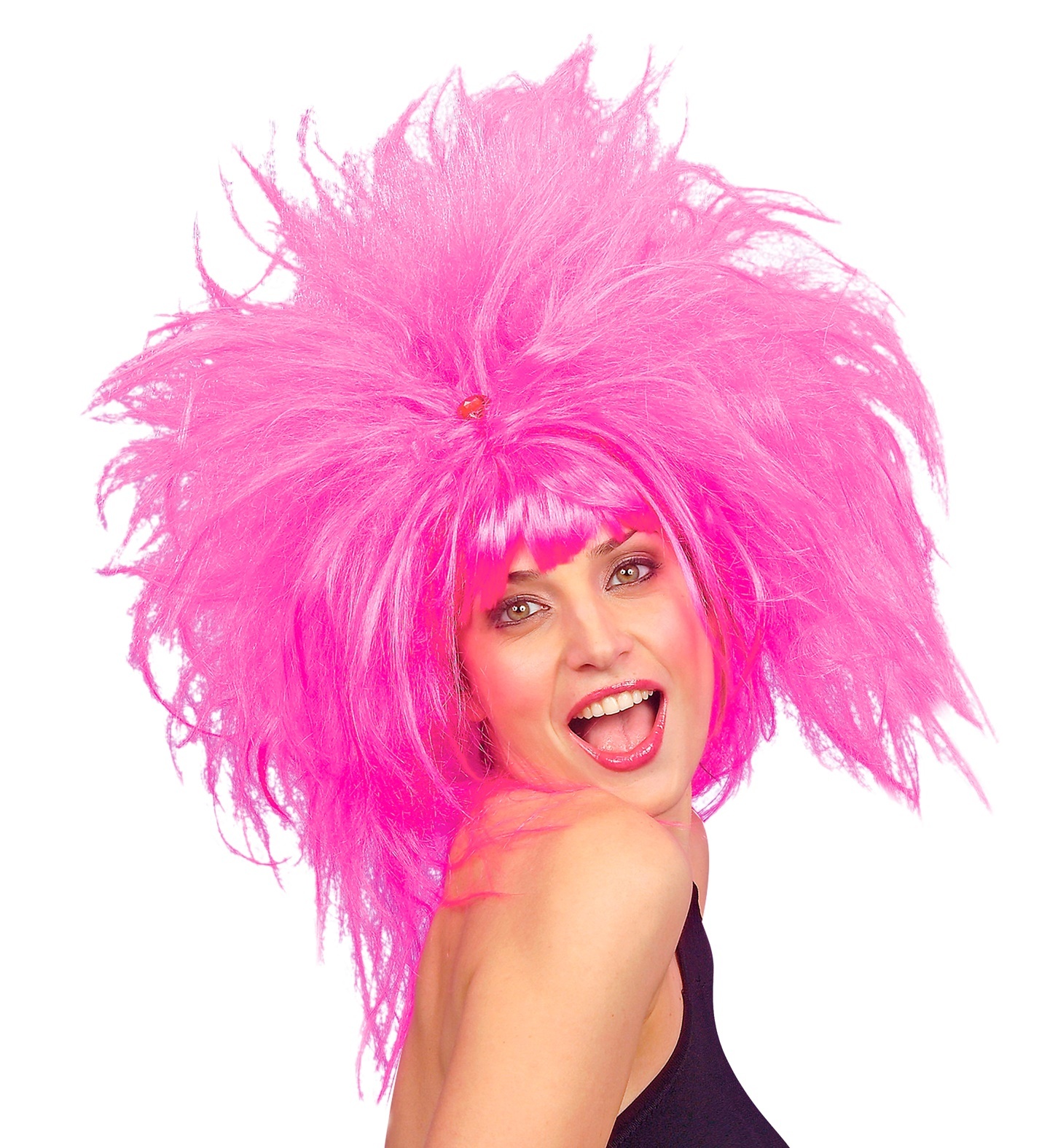 Widmann Wilde roze pruik - Roze pruik stijl 80's