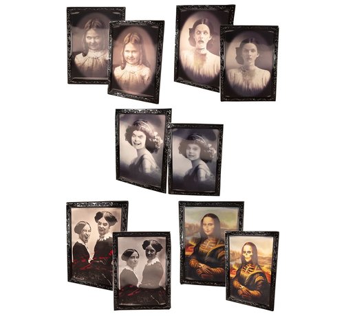 Partyline Halloween photo frames -  48 cm x 34 cm  | horror portrait | 5 pcs photo frames