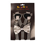 Silver dress-up set - 3 piece party set - Glasses ,bow tie and braces