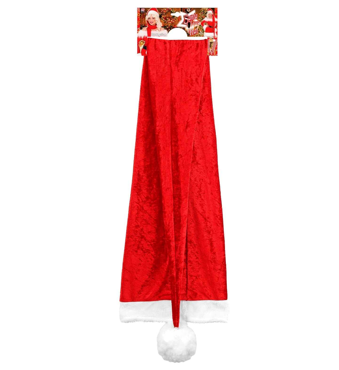 Widmann Kerstmuts extra lang 150 cm - Extra lange rode kerstmuts