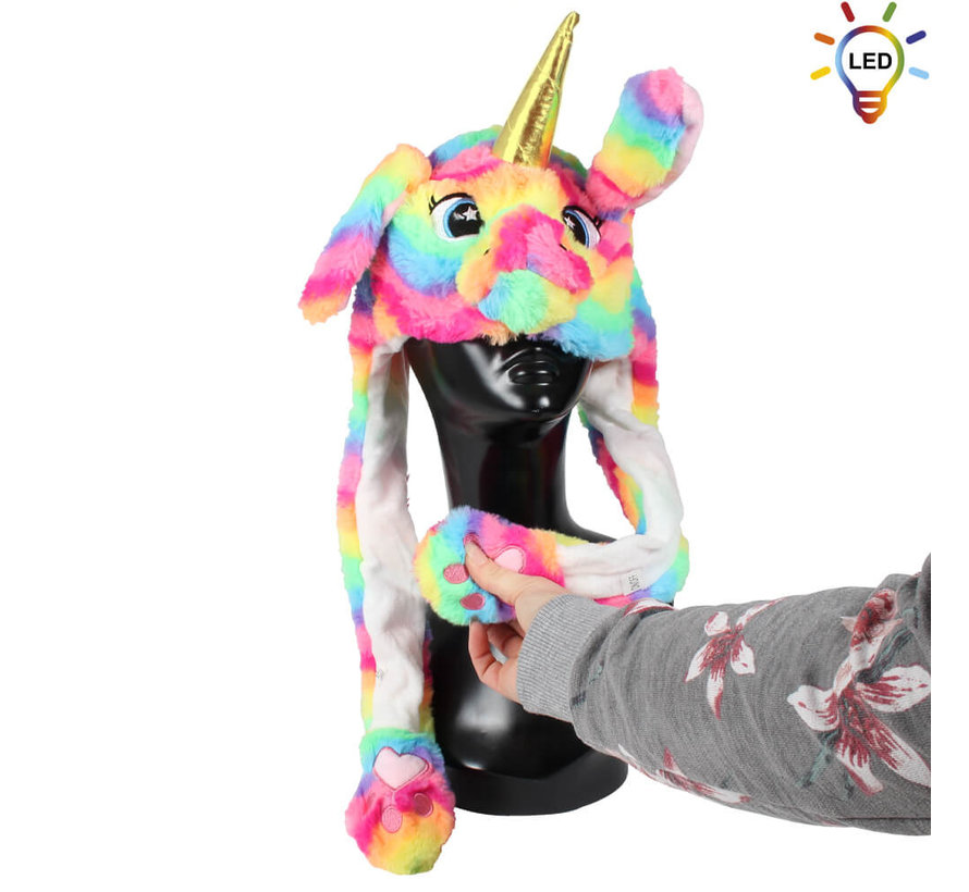 Licorne en peluche de luxe avec 20 lumières LED - oreilles mobiles