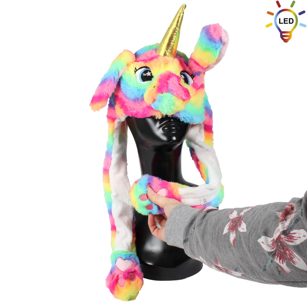 Santa Magix Licorne en peluche de luxe avec 20 lumières LED - oreilles mobiles