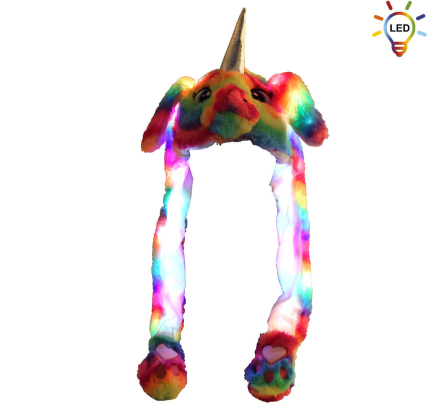 Licorne en peluche de luxe avec 20 lumières LED - oreilles mobiles