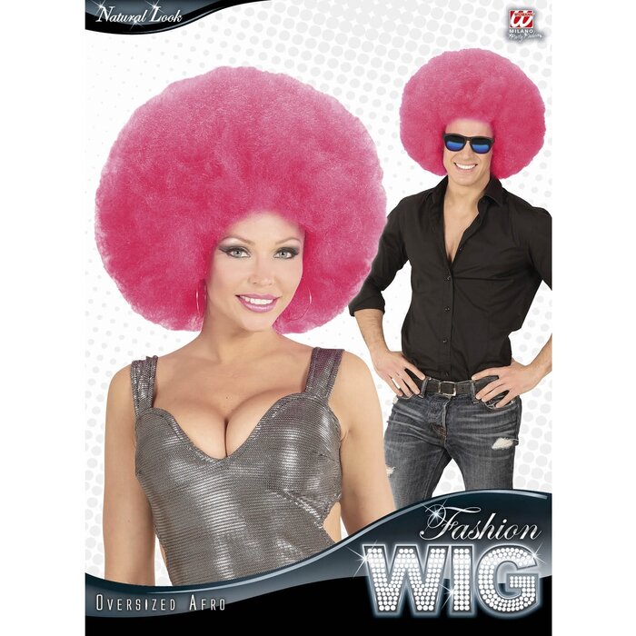 Widmann Afro wig pink - Pink disco wig - Diva wig