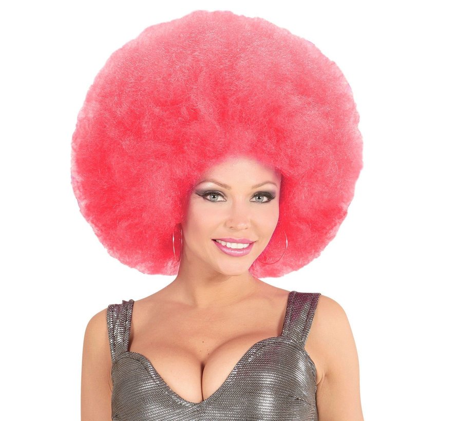 Afro pruik roze  - Roze disco pruik - Diva pruik