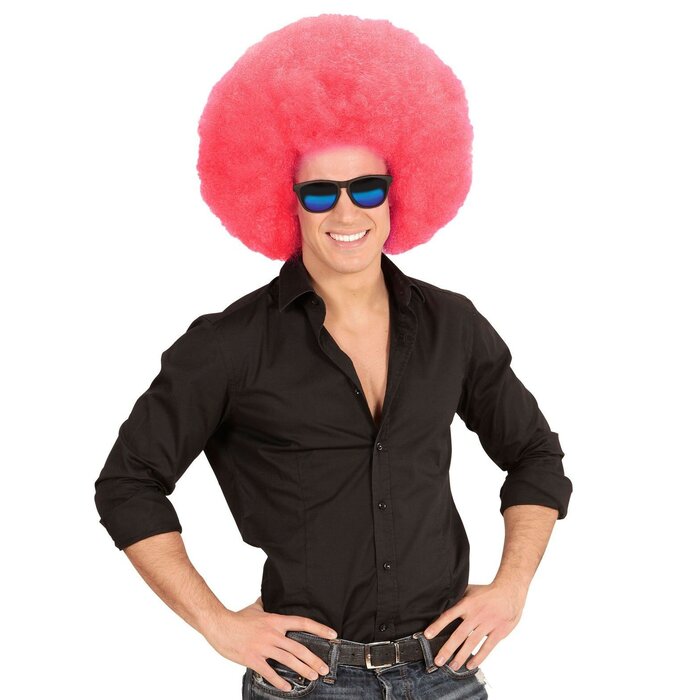 Widmann Afro wig pink - Pink disco wig - Diva wig