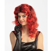 Partyline Wig long curls red / black