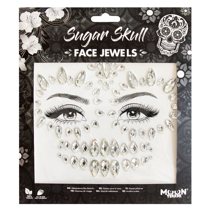 Moon Creations Bijoux de Visage Sugar Skull - Bijoux autocollants pour le visage