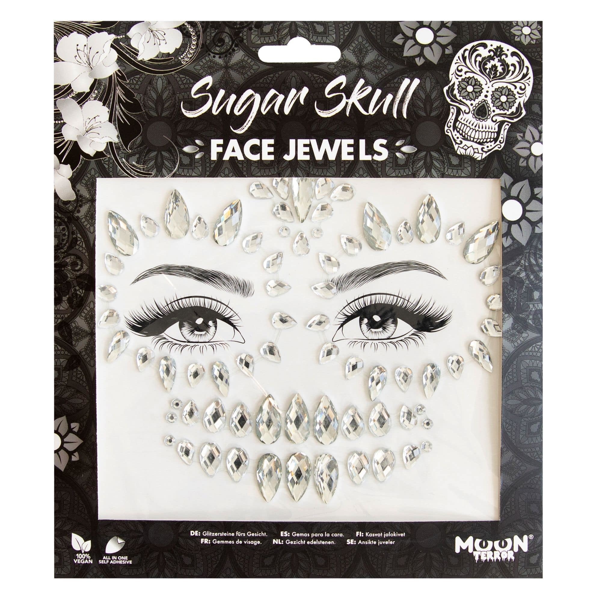 Moon Creations Bijoux de Visage Sugar Skull - Bijoux autocollants pour le visage