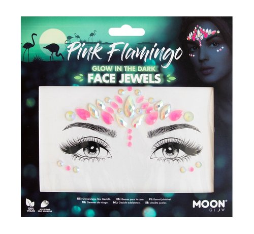 Moon Creations Bijoux de Visage  Pink Flamingo - Bijoux autocollants Glow in the dark