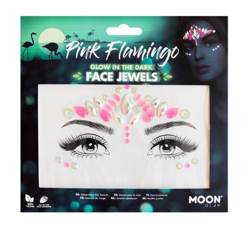 Moon Creations Face Jewels Pink Flamingo-  Rhinestones Glow in the dark